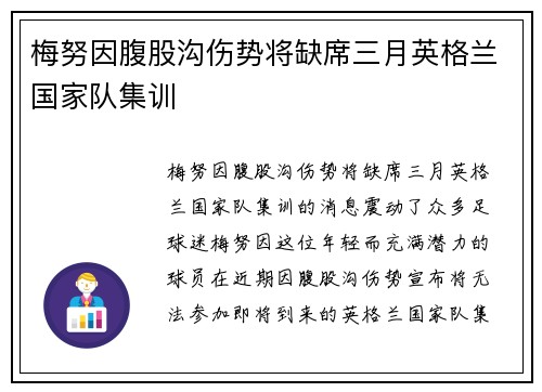 梅努因腹股沟伤势将缺席三月英格兰国家队集训 梅努因腹股沟伤势将缺席三月英格兰国家队集训